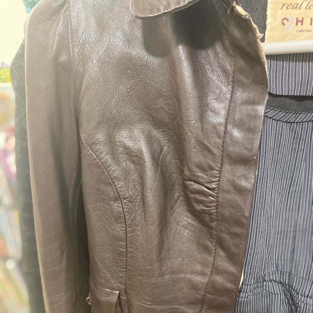 Chine shirt leather jacket - size 2